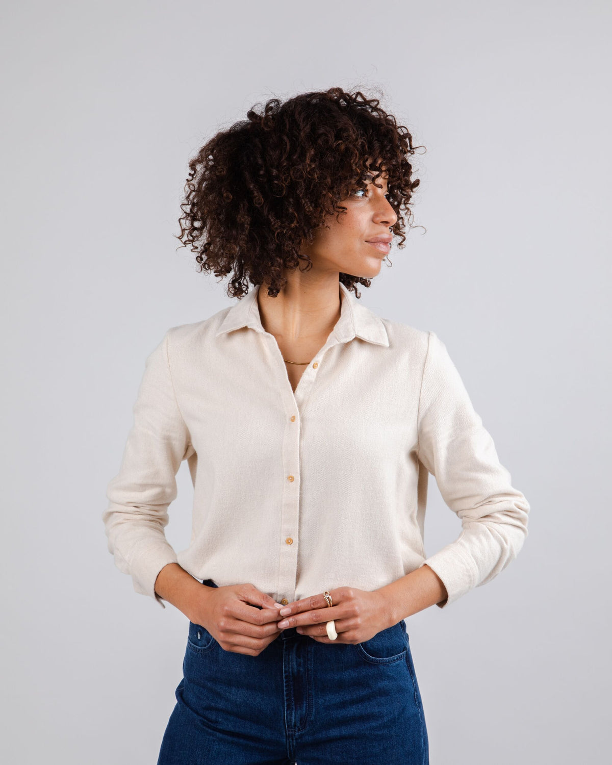 Chemise en coton bio | écru "cosy flannel blouse ecru"