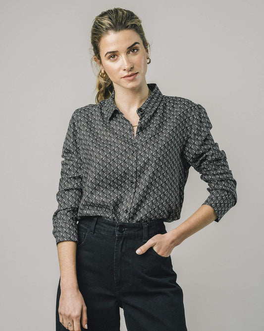 Chemise noire à motifs en ecovero - shooting star black