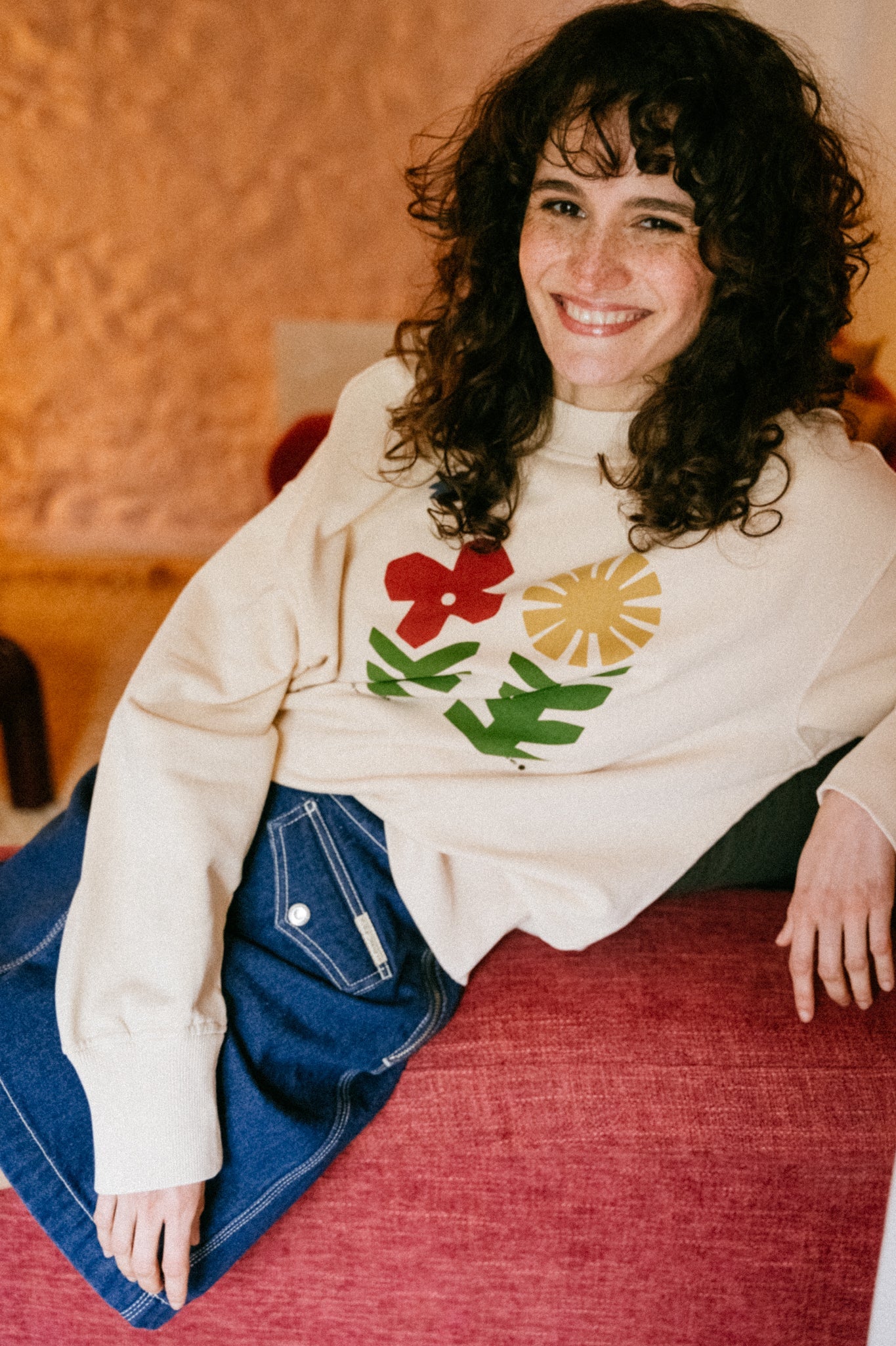 Sweat en coton bio | Écru à motif imprimé "methamorphosis ivory sweatshirt"