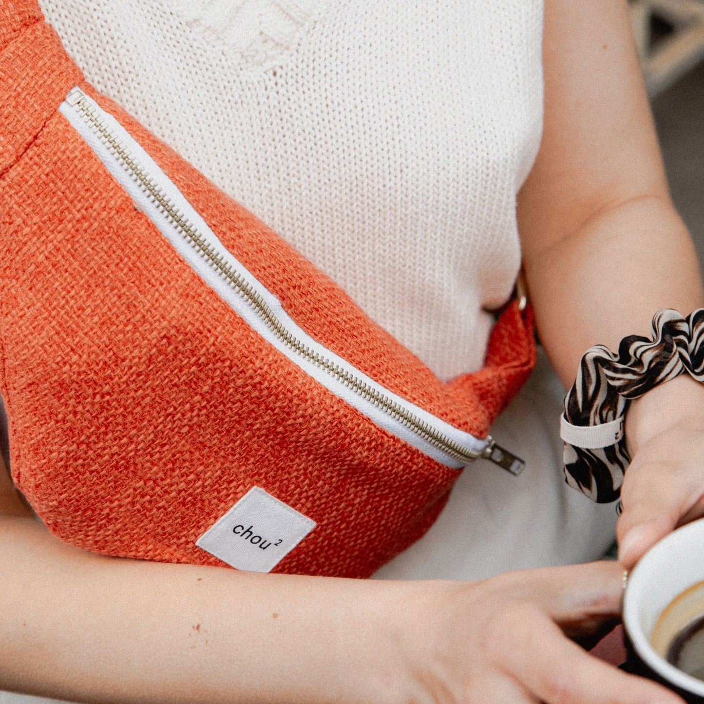 Banane made in France en matière upcyclée | orange "tweed orange"