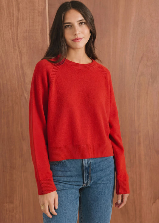 Pull boxy en laine mérinos recyclée | Rouge