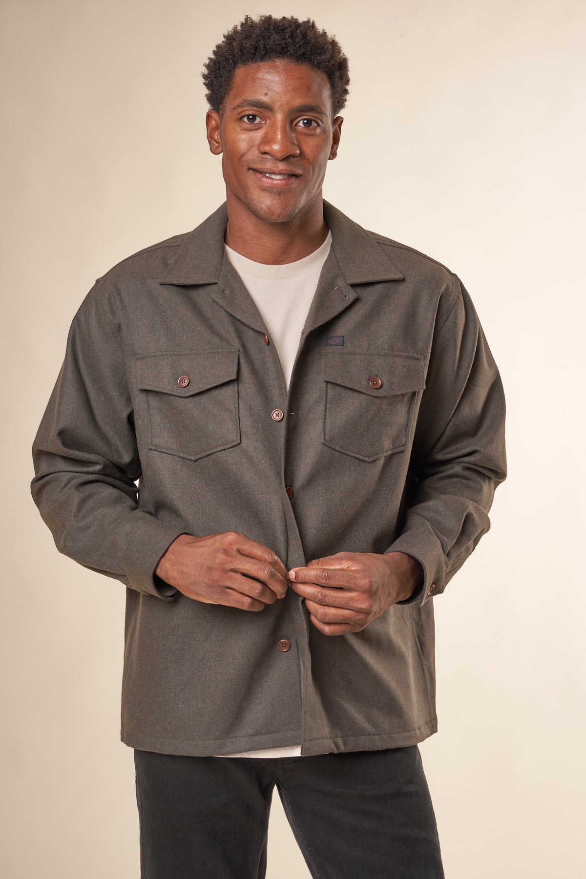 Surchemise en laine et matières recyclées | Vert "vincent melange board shirt"