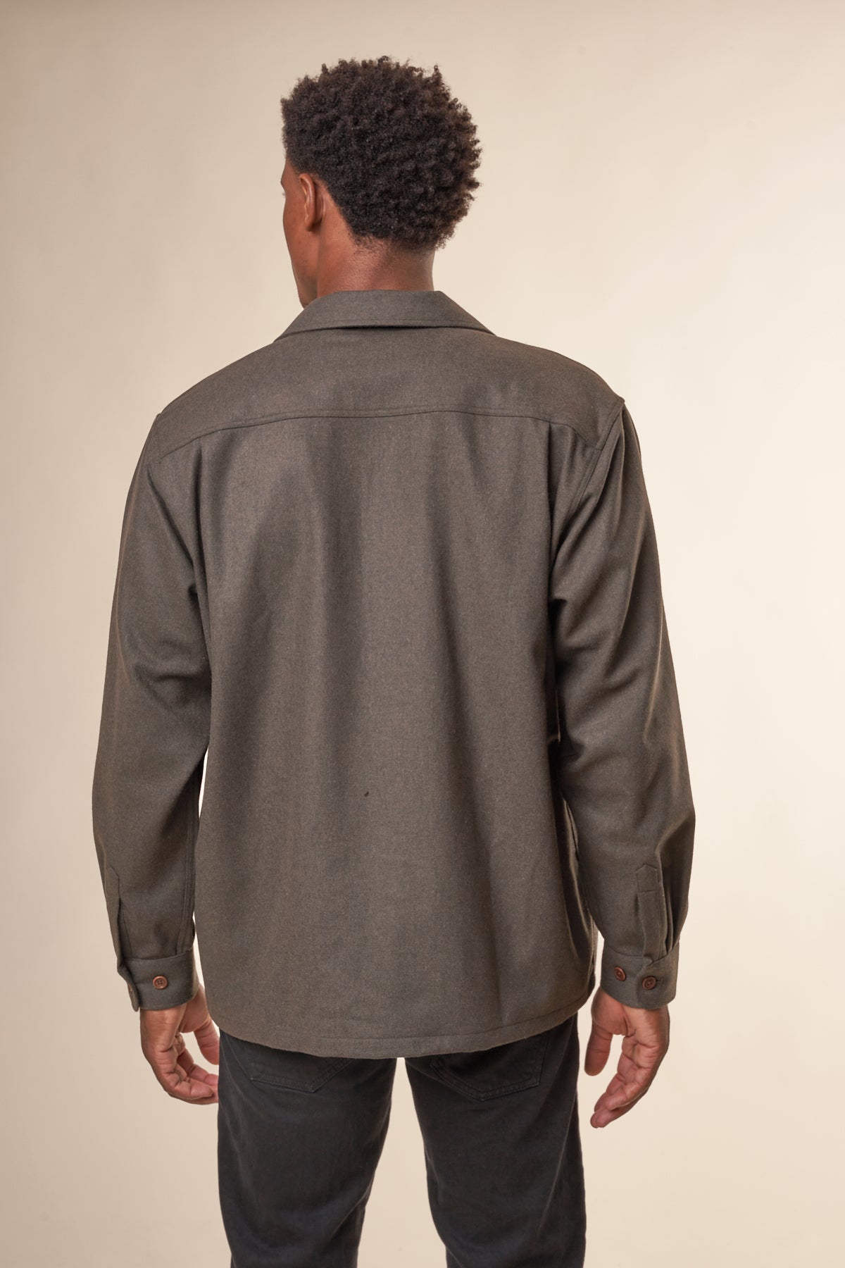 Surchemise en laine et matières recyclées | Vert "vincent melange board shirt"