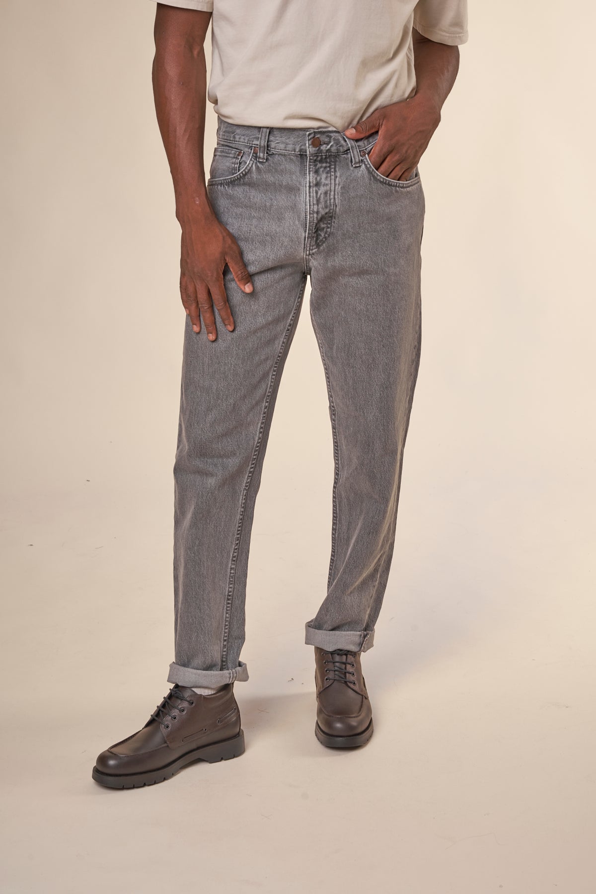 Jean fuselé gris en coton bio - steady eddie ii mountain grey