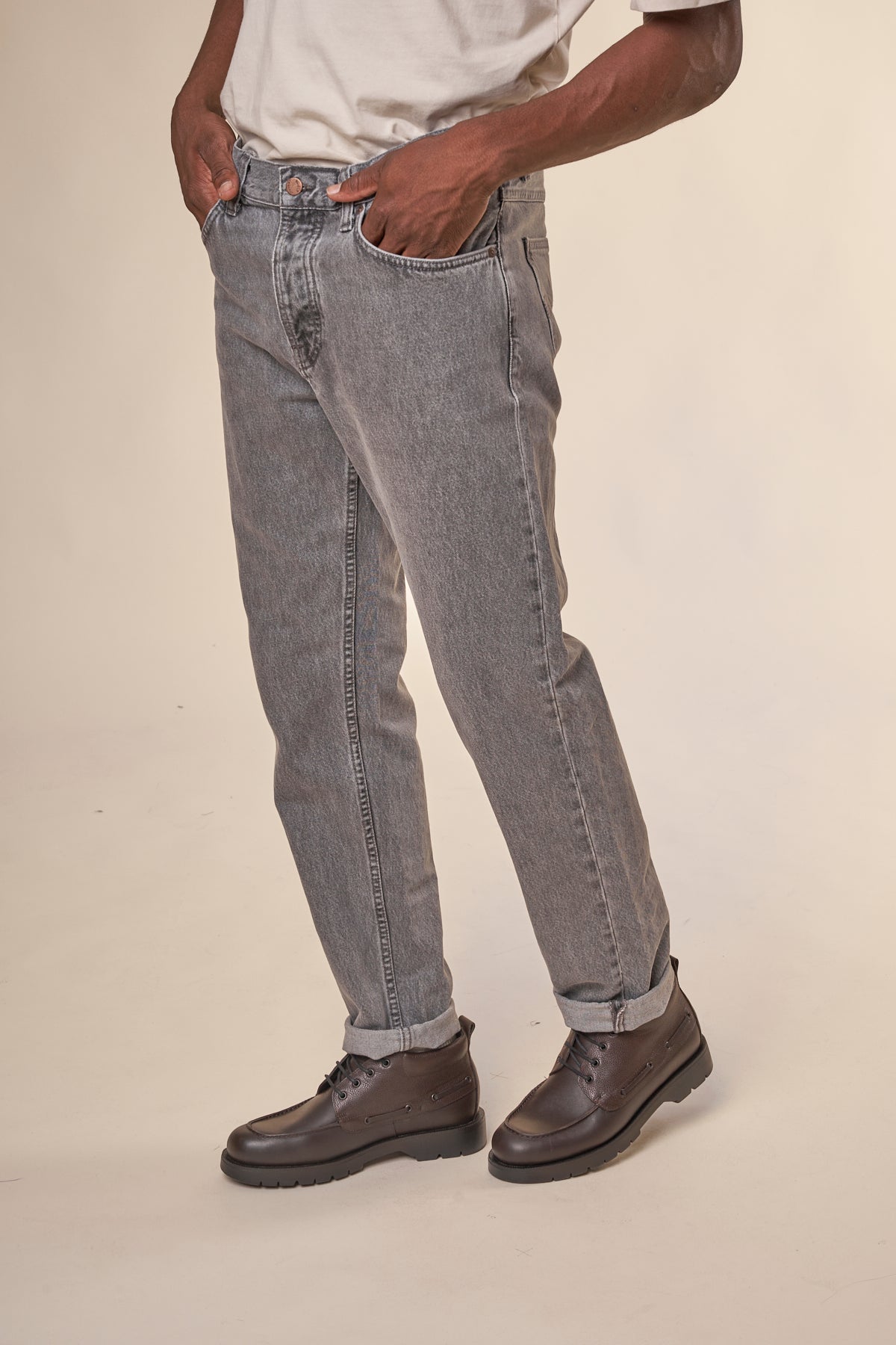 Jean fuselé gris en coton bio - steady eddie ii mountain grey