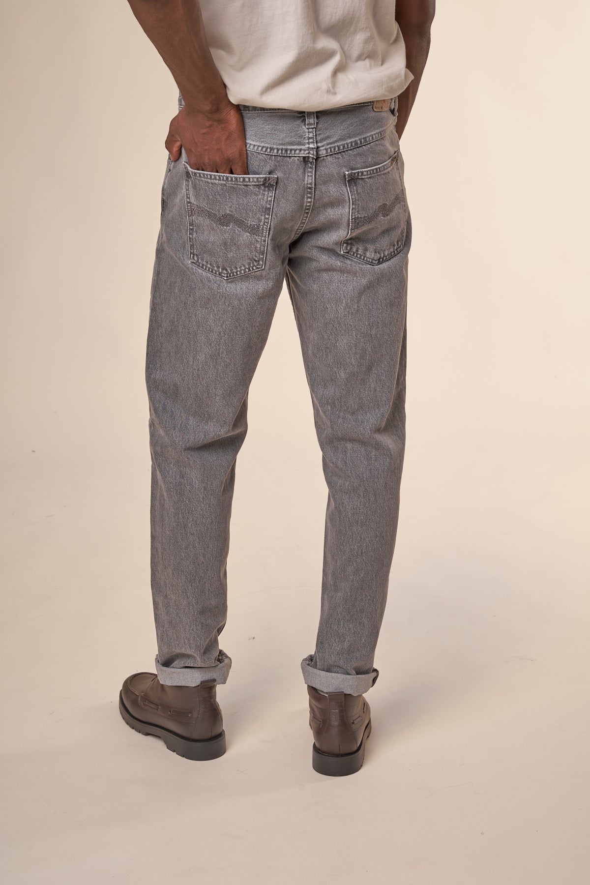 Jean fuselé gris en coton bio - steady eddie ii mountain grey