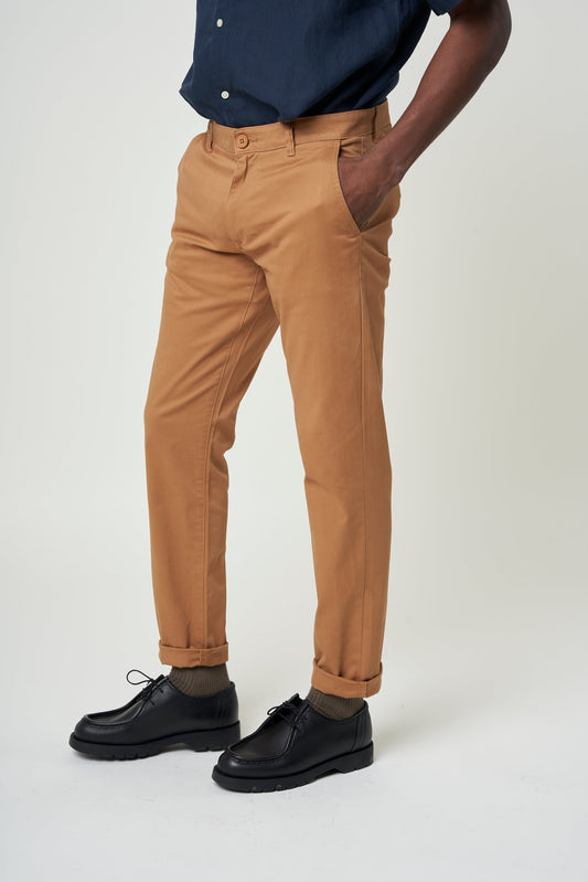 Chino en popeline coton bio | camel "chuck regular poplin pant tuffet"