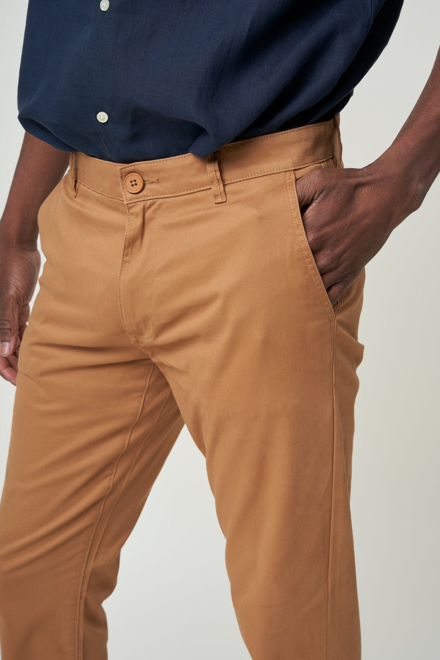 Chino en popeline coton bio | camel "chuck regular poplin pant tuffet"