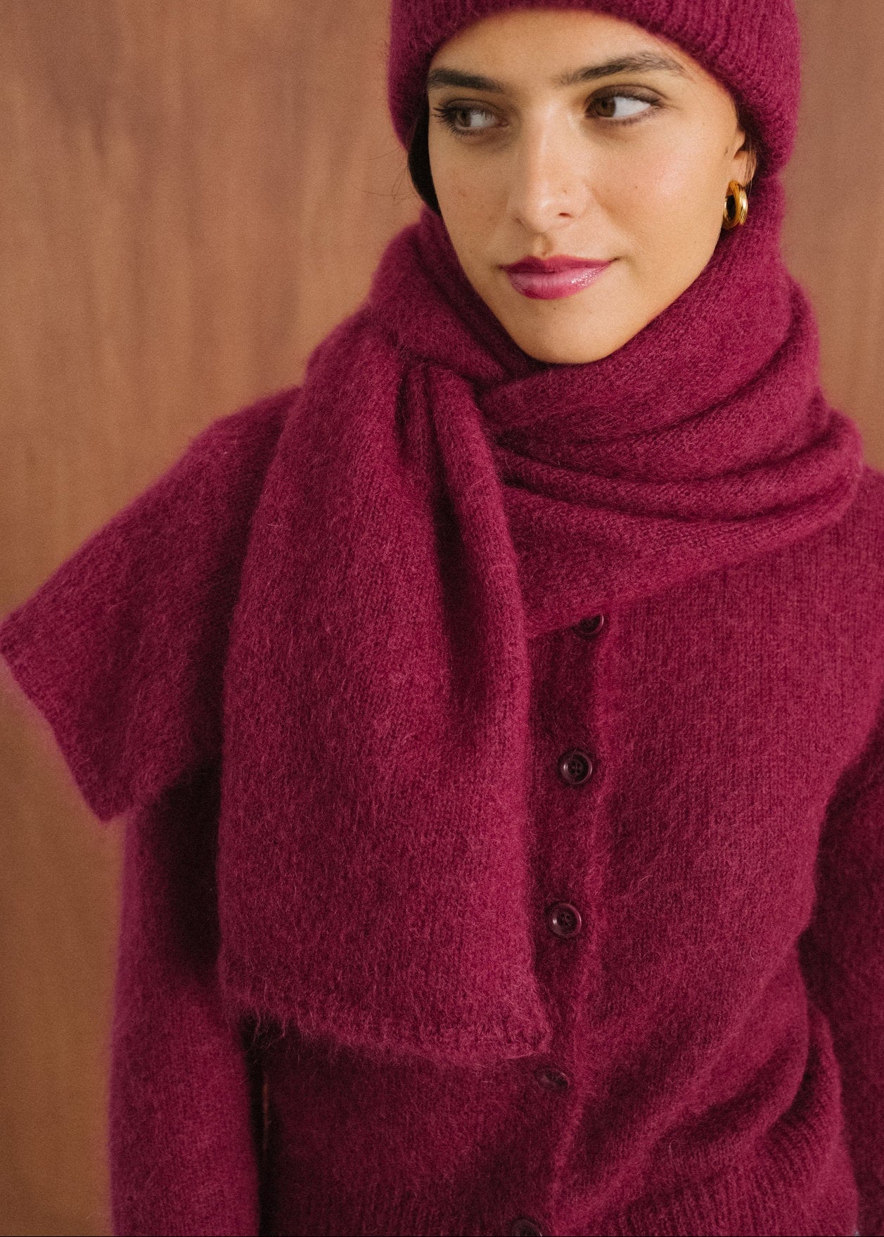 Echarpe en mohair certifié | framboise "Éléanore"