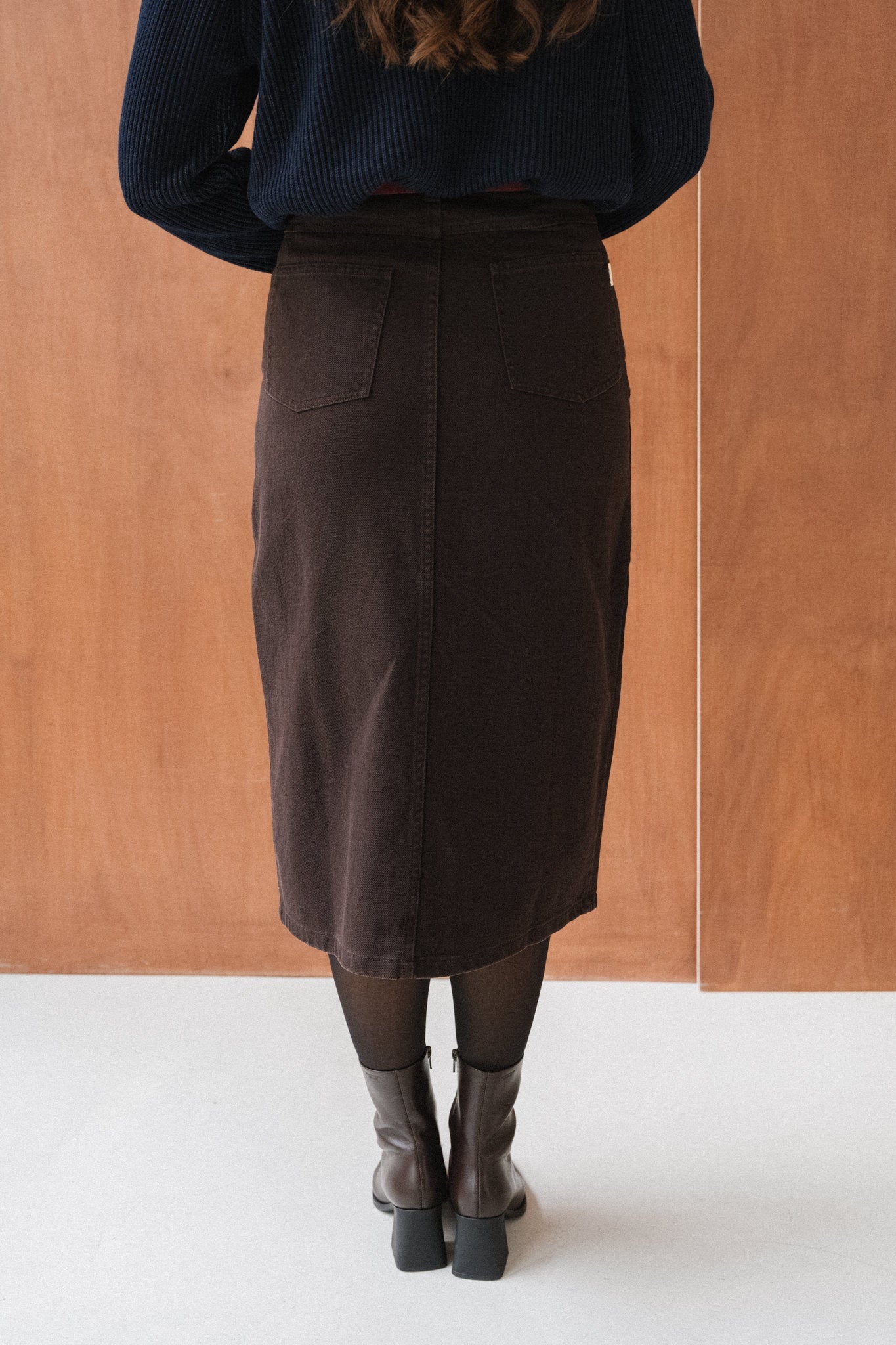 Jupe mi-longue twill en coton bio | marron "twill skirt - chocolate torte"