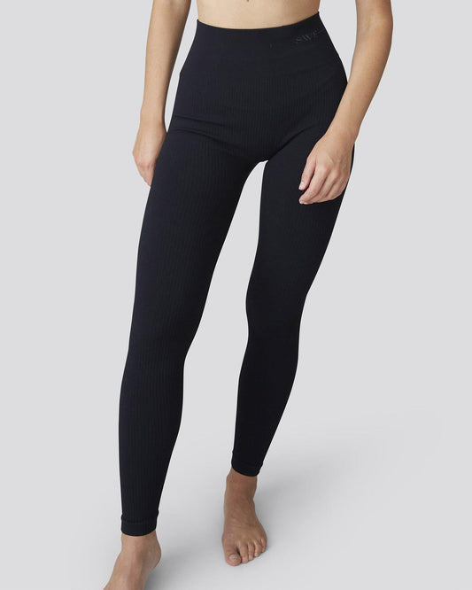 Legging côtelé en matière recyclée | noir "tyra black"