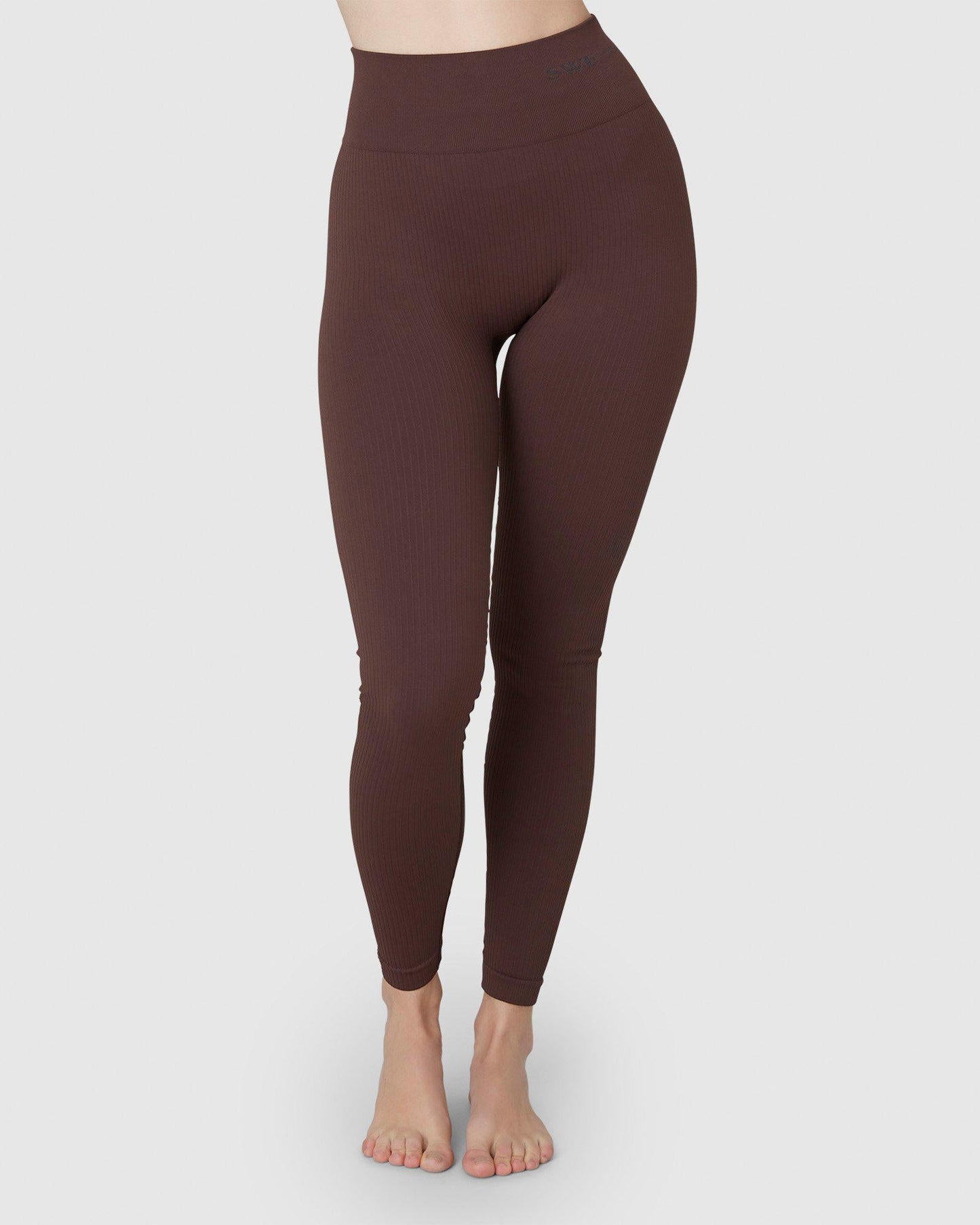 Legging côtelé en matière recyclée | marron "tyra brown"