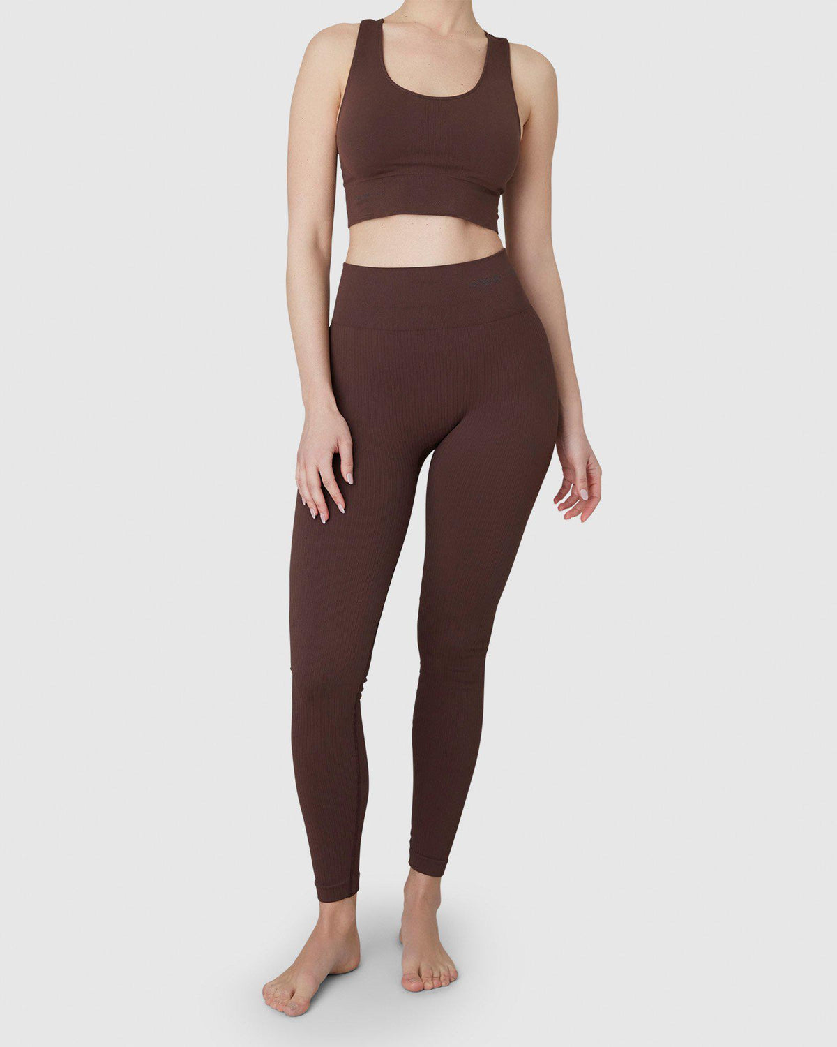 Legging côtelé en matière recyclée | marron "tyra brown"