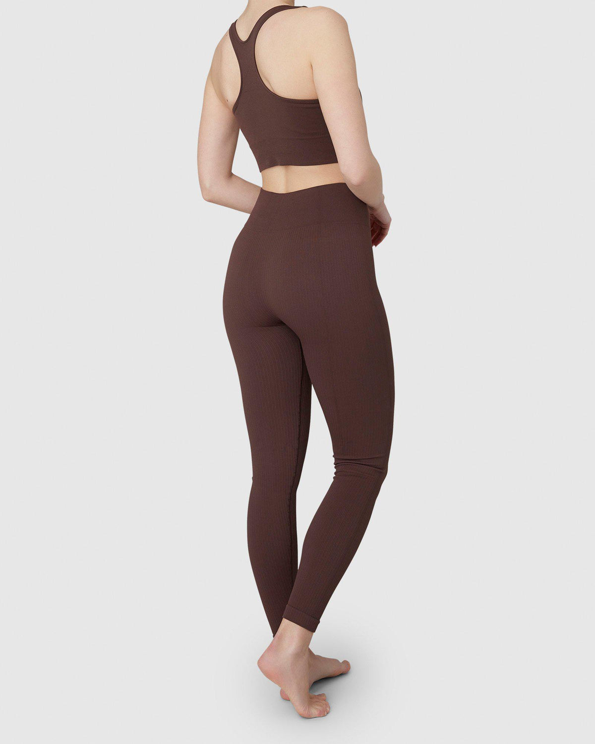 Legging côtelé en matière recyclée | marron "tyra brown"