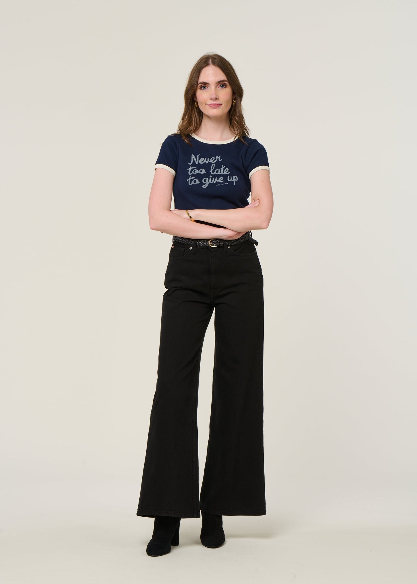 T-shirt en coton bio | bleu "eve ringer too late t-shirt - blueberry"