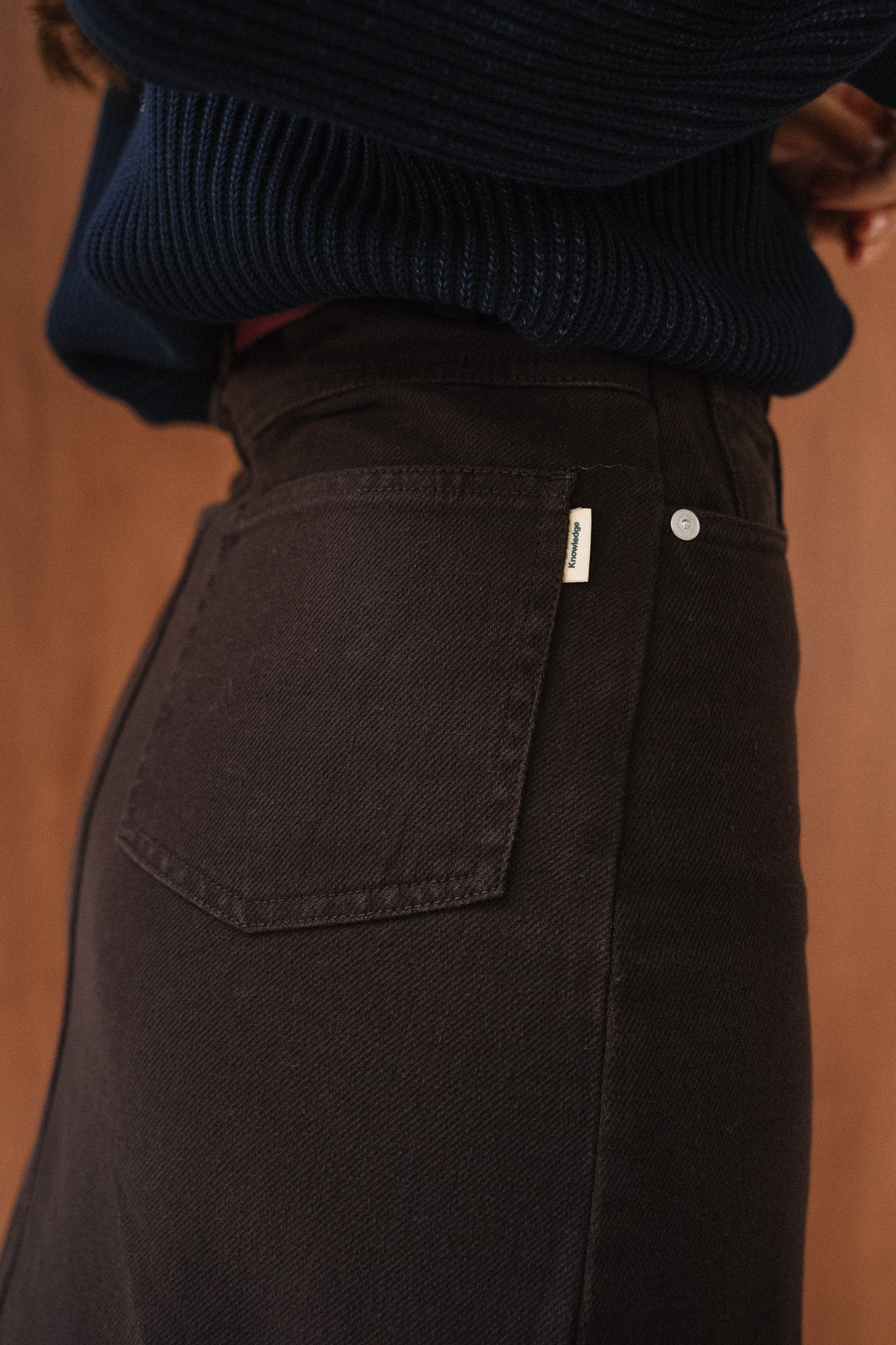 Jupe mi-longue twill en coton bio | marron "twill skirt - chocolate torte"