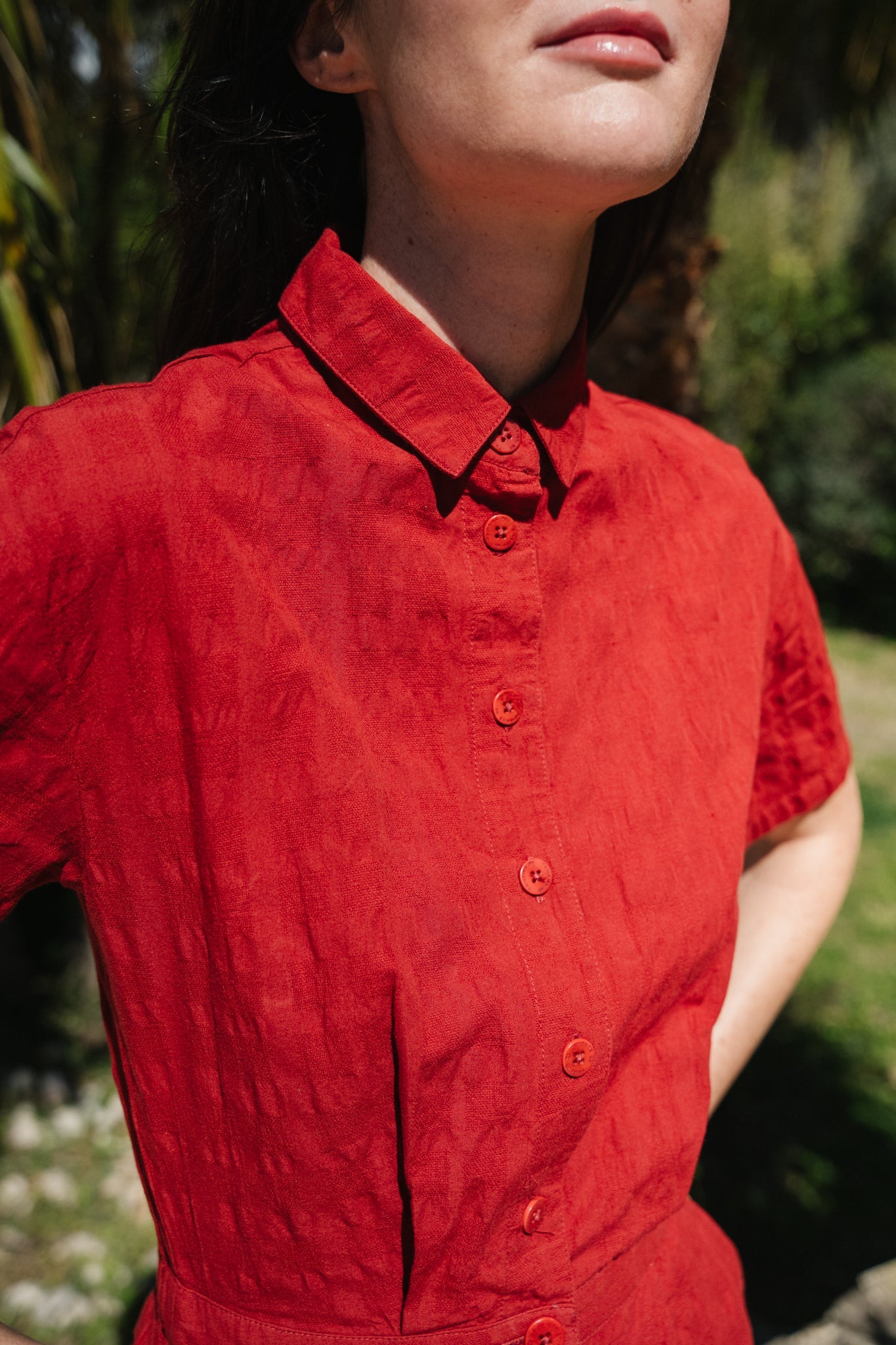 Combishort en coton bio | orange "orangered cuadrito agata jumpsuit"