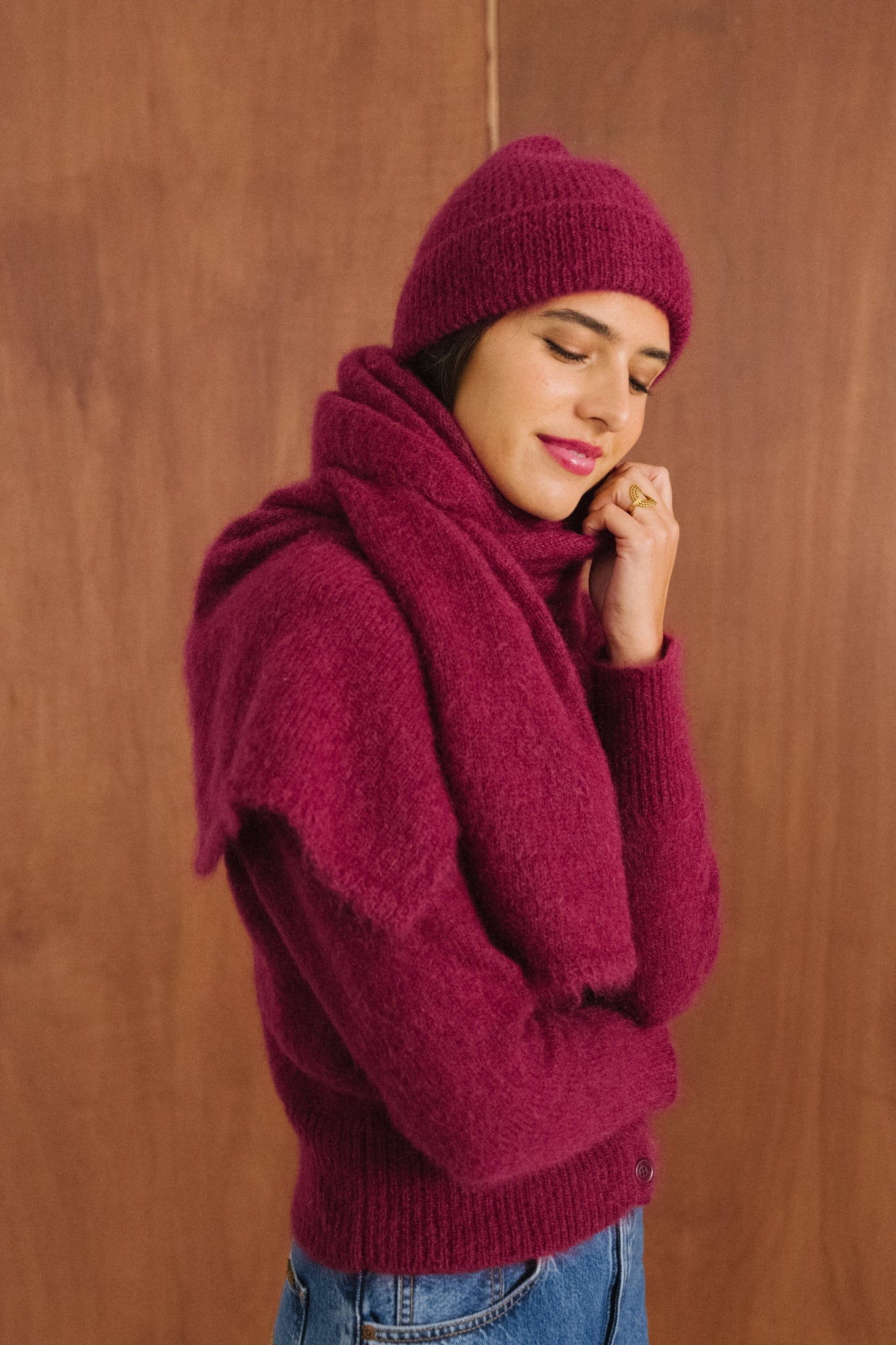 Echarpe en mohair certifié | framboise "Éléanore"
