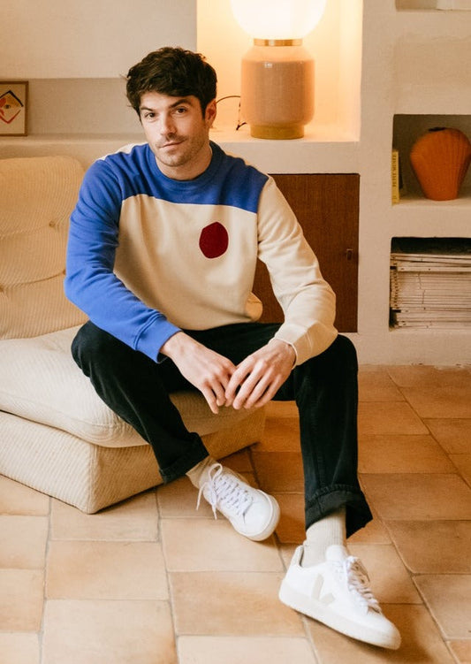Sweat en coton bio | multicolore "abstract ivory sweatshirt"