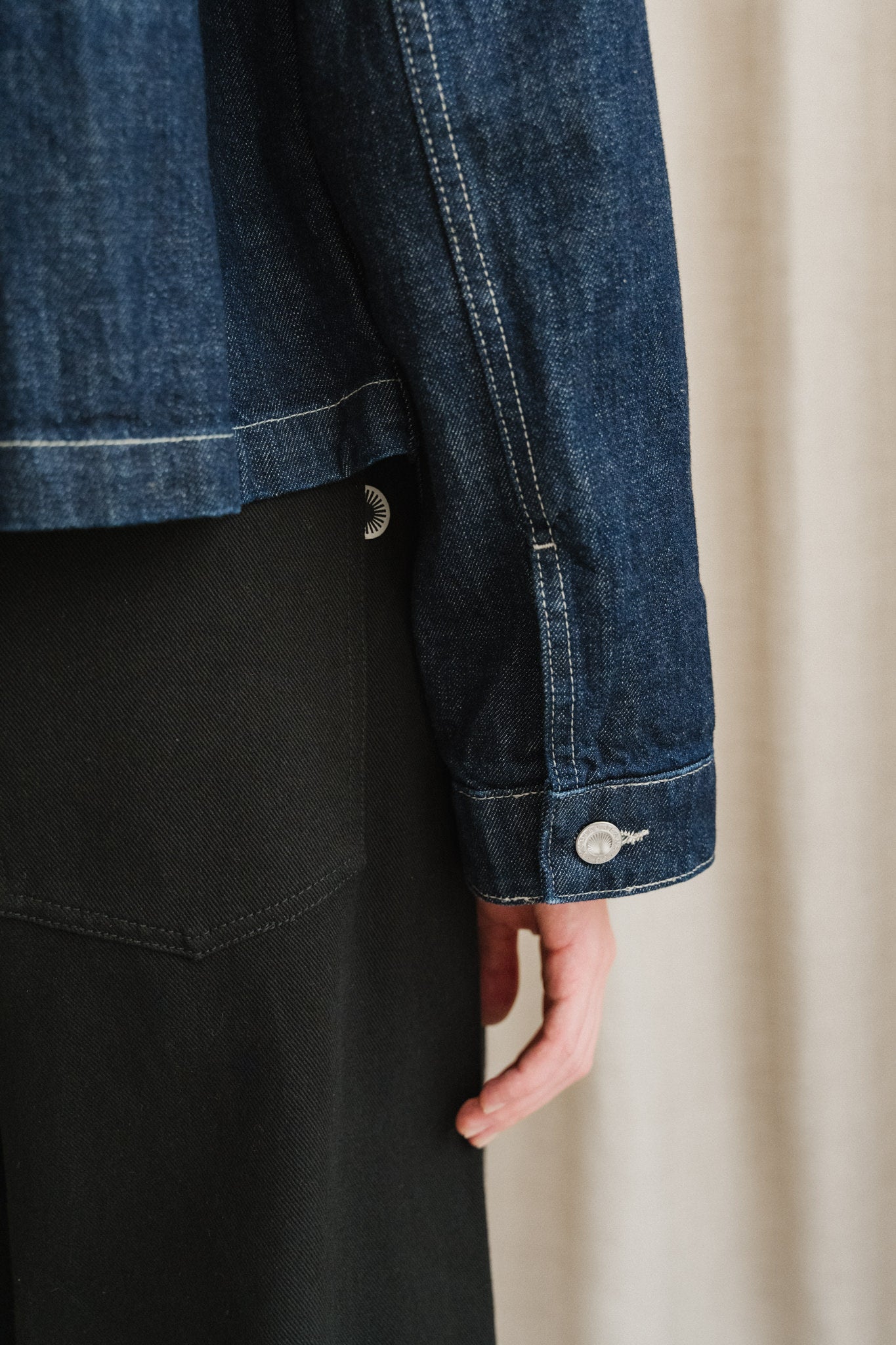 Veste en denim de coton bio | bleu "anja workwear denim jacket - dark blue"