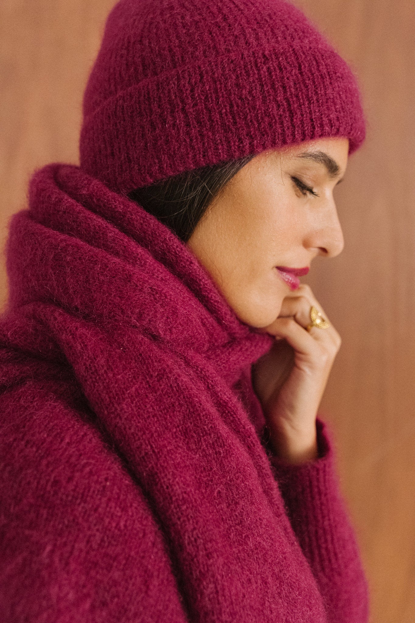 Echarpe en mohair certifié | framboise "Éléanore"