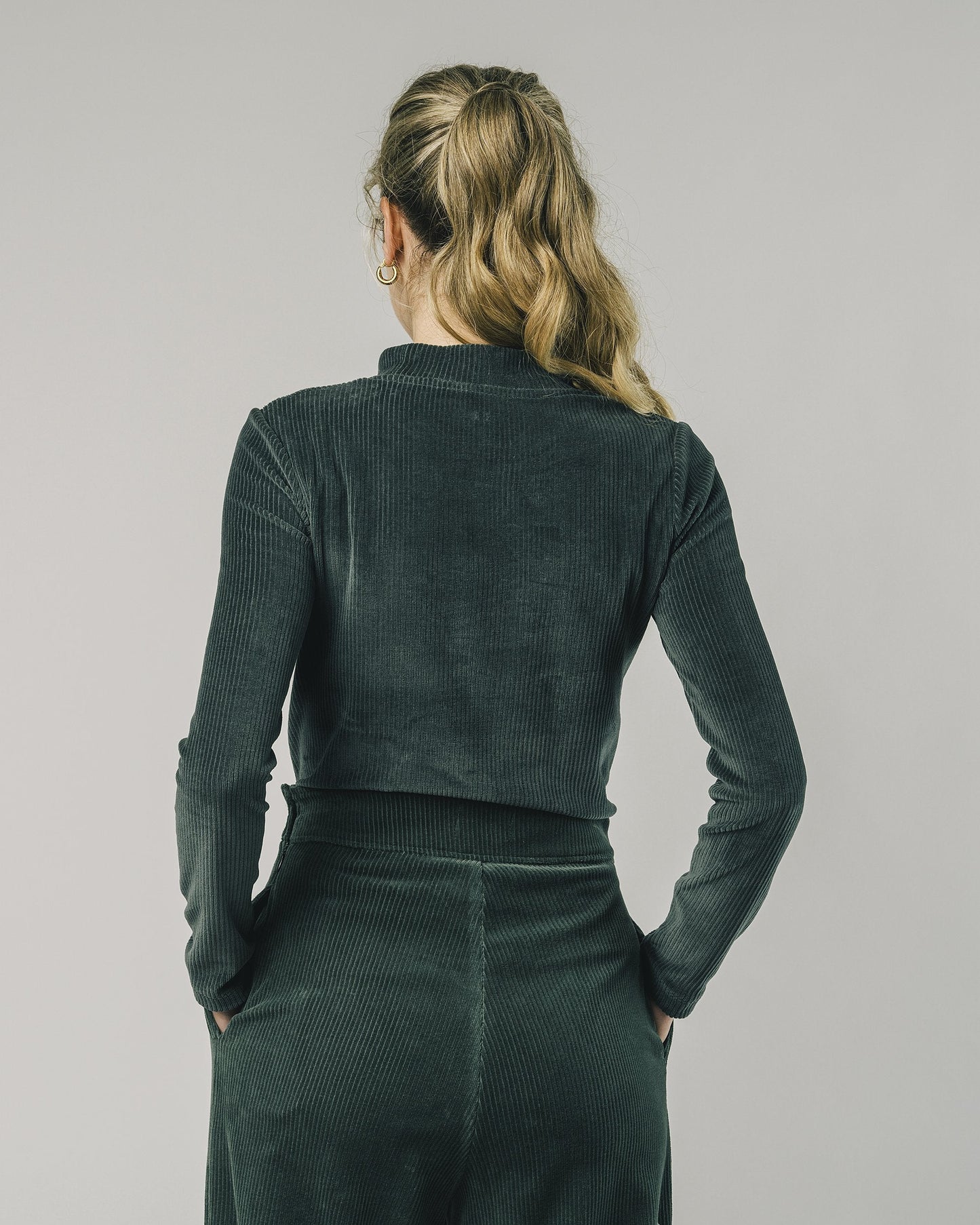 Sous pull en velours de coton bio vert fôret - Corduroy
