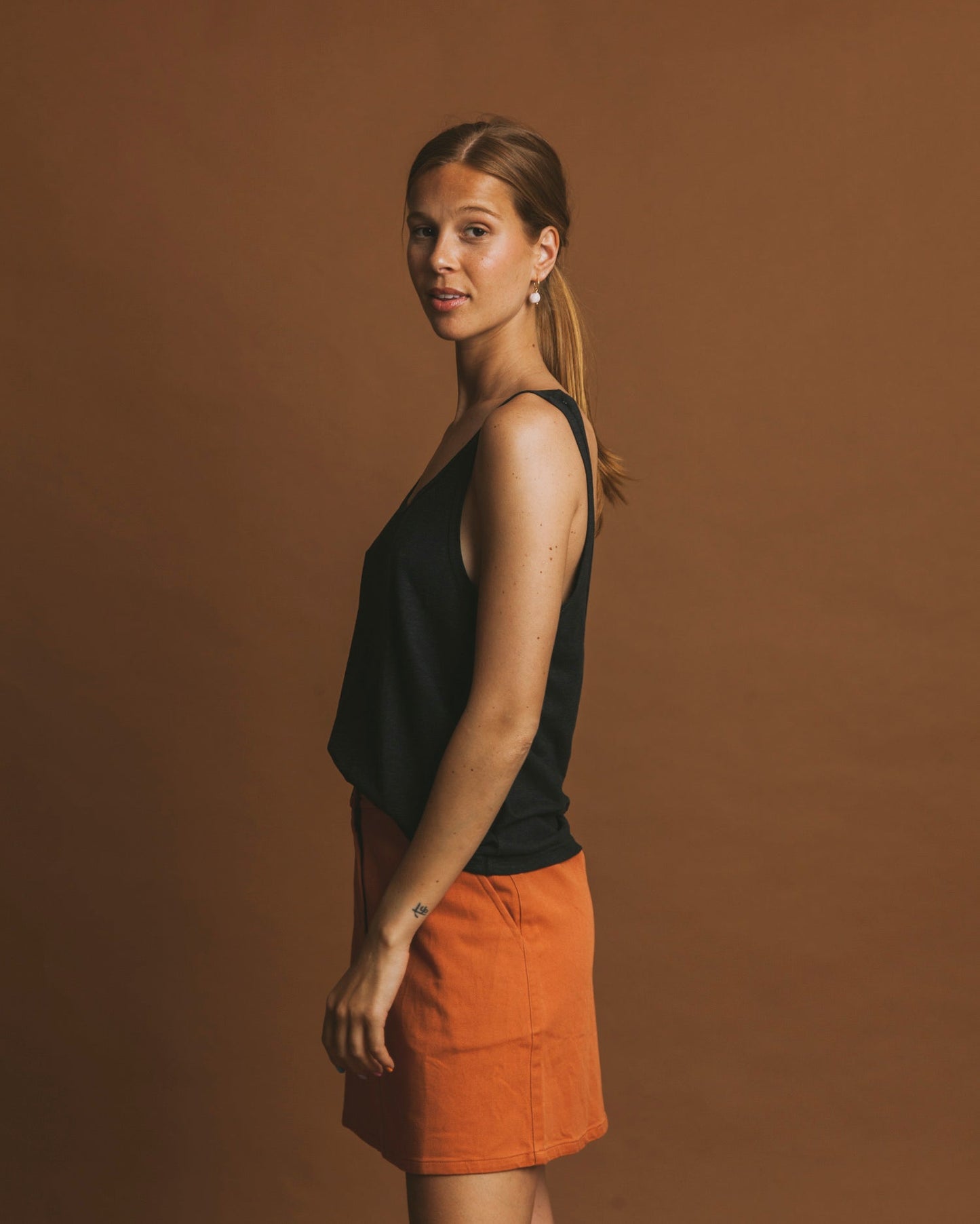 Jupe terracotta en coton bio - Marsha