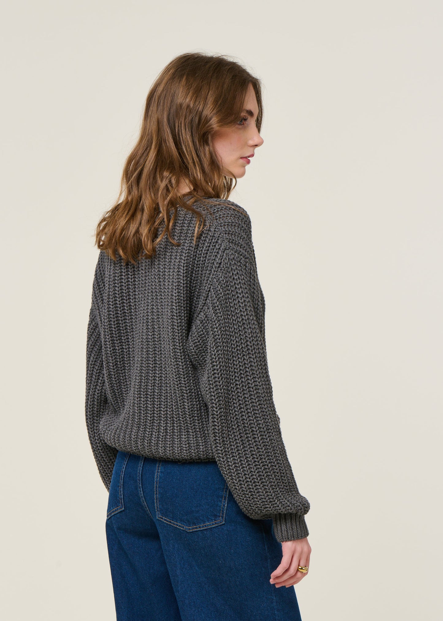 Gilet maille en coton bio | Gris "lena dark grey"