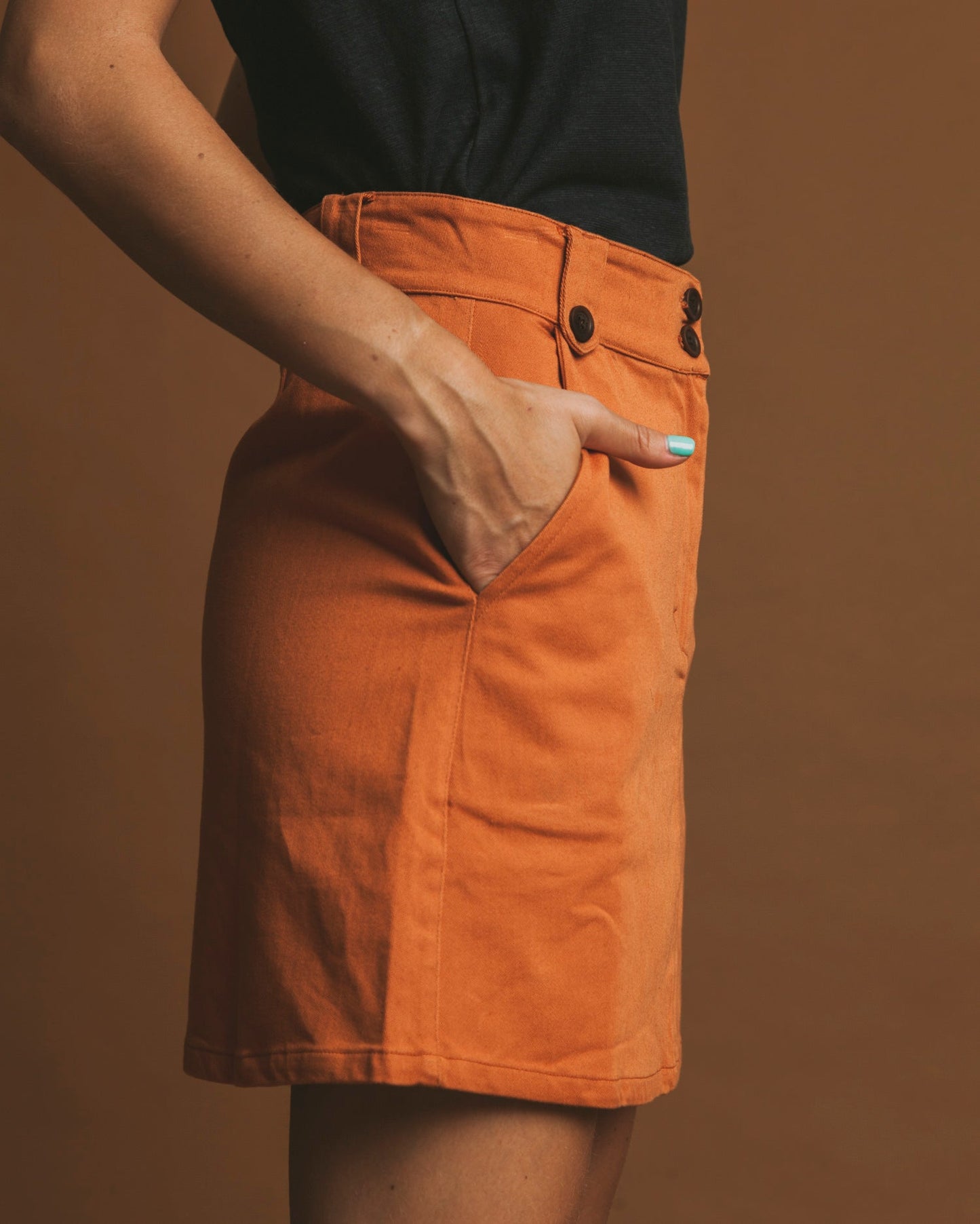 Jupe terracotta en coton bio - Marsha