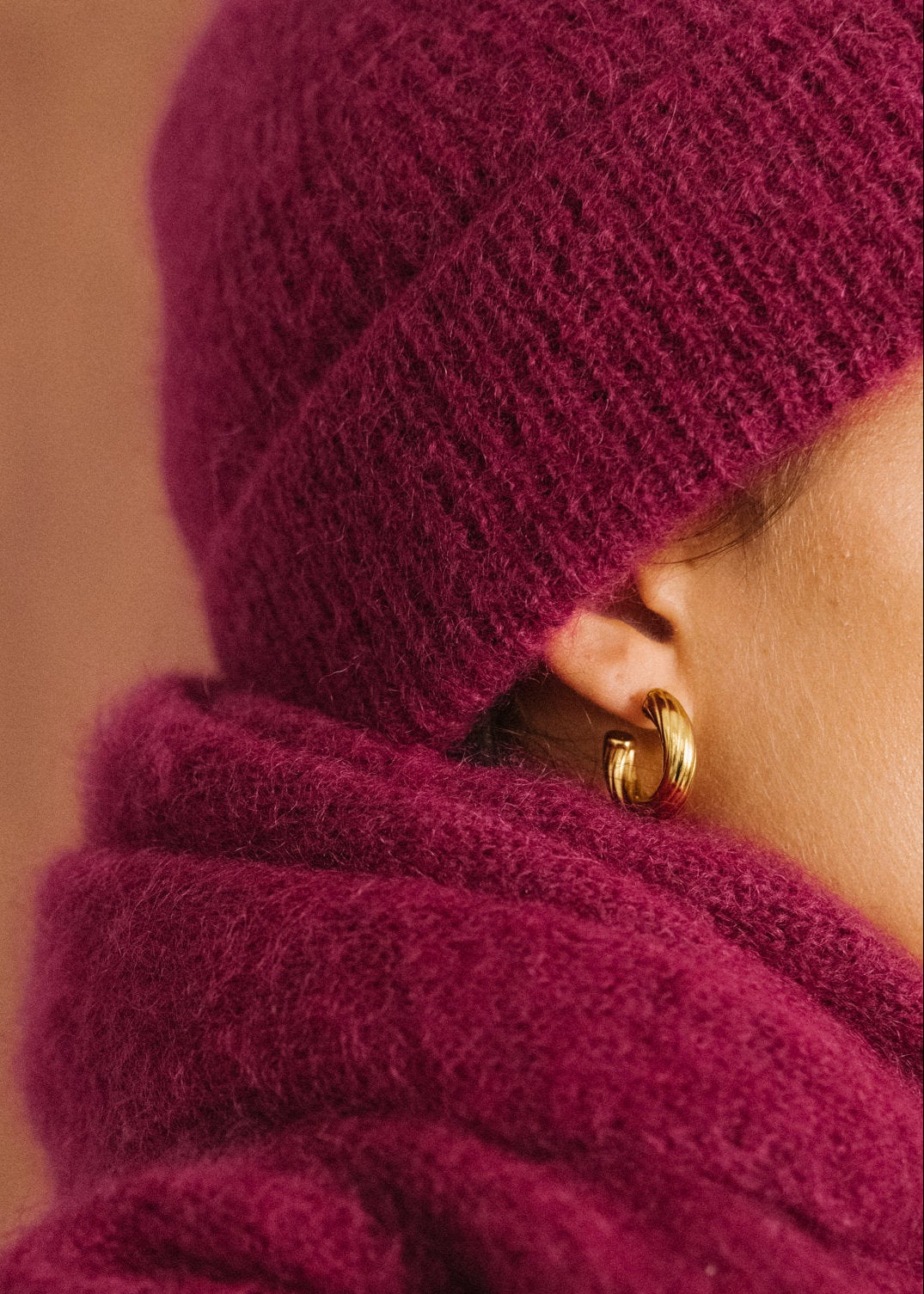 Bonnet en mohair certifié | framboise "Nina"
