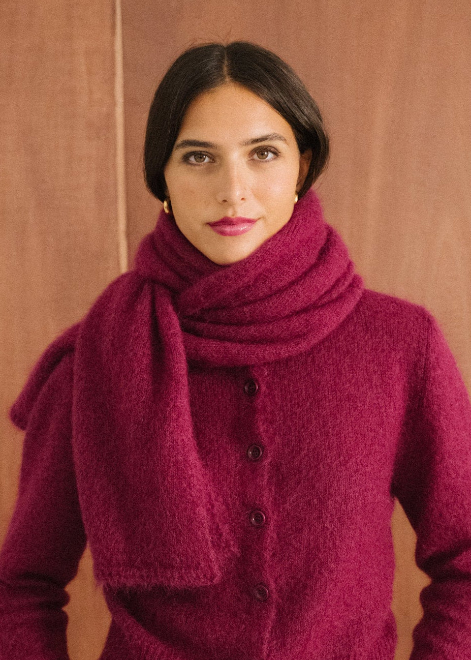 Echarpe en mohair certifié | framboise "Éléanore"