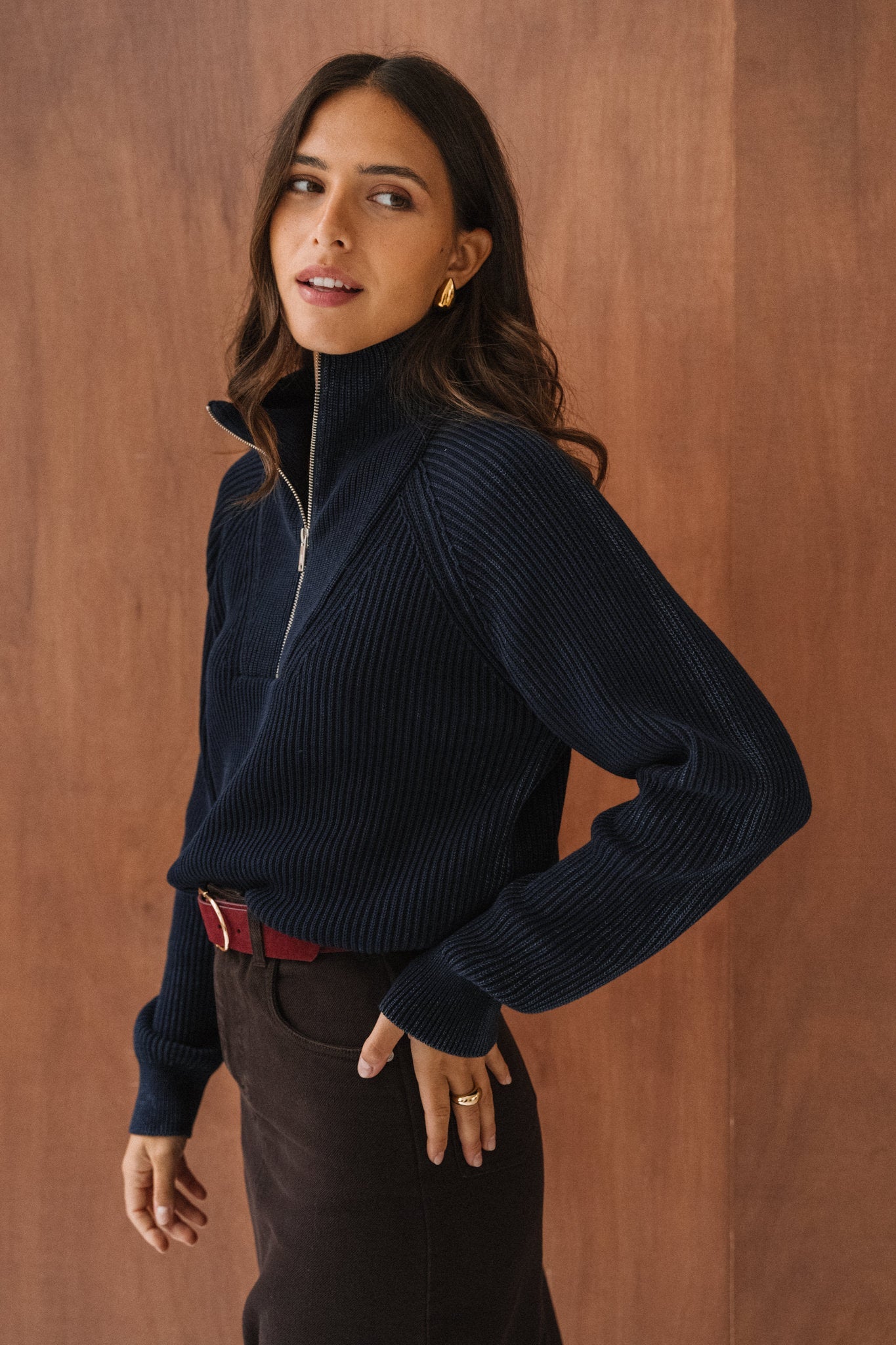 Pull col zippé en coton bio | bleu "ronyiaas gmt dye - night sky"