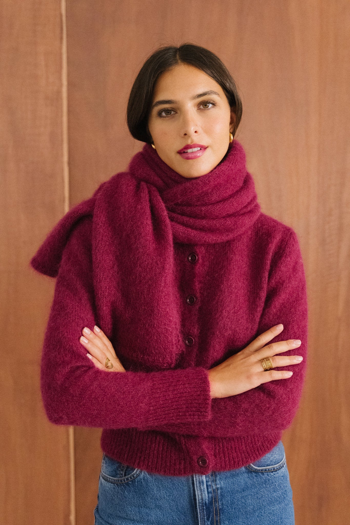 Echarpe en mohair certifié | framboise "Éléanore"