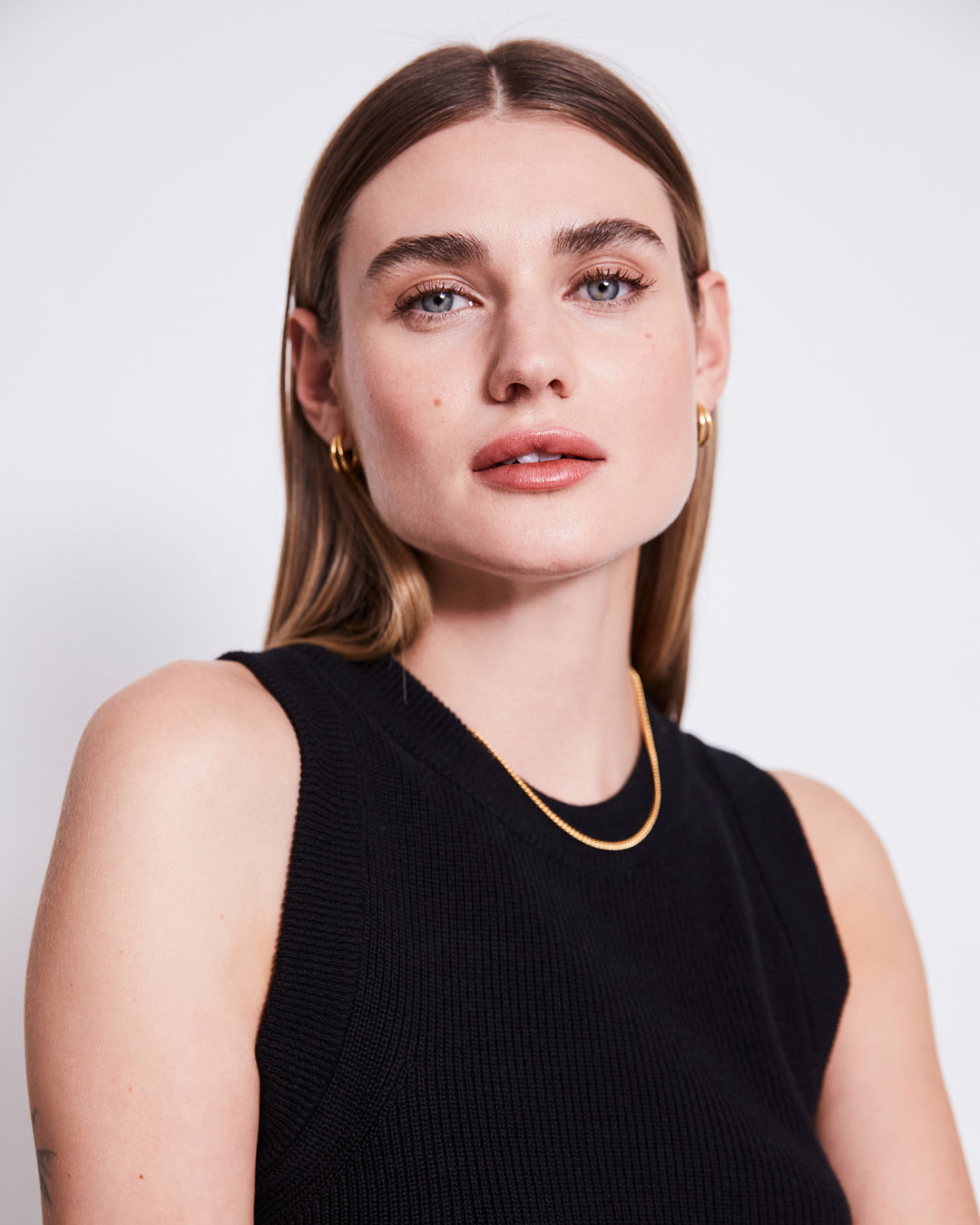 Pull sans manches en maille de coton bio | Noir "top garda black"