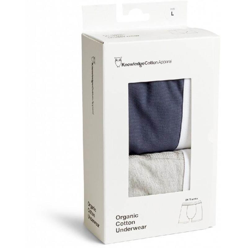 Pack 2 boxers gris et bleu marine en coton bio - maple