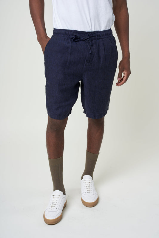 Short en lin bio | Marine "fig loose linen shorts total eclipse"