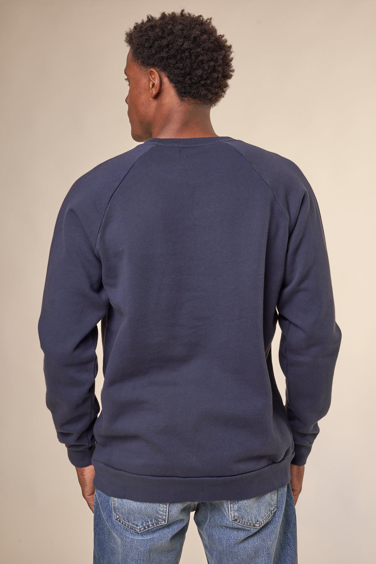 Sweat imprimé en coton bio | Marine "wavy face navy"