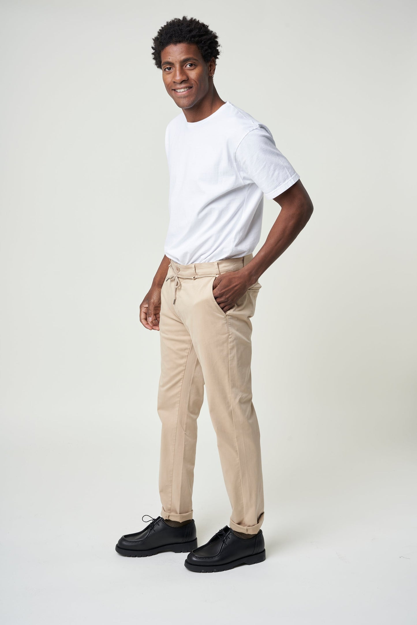 Pantalon droit beige en coton bio - sand tiago pant