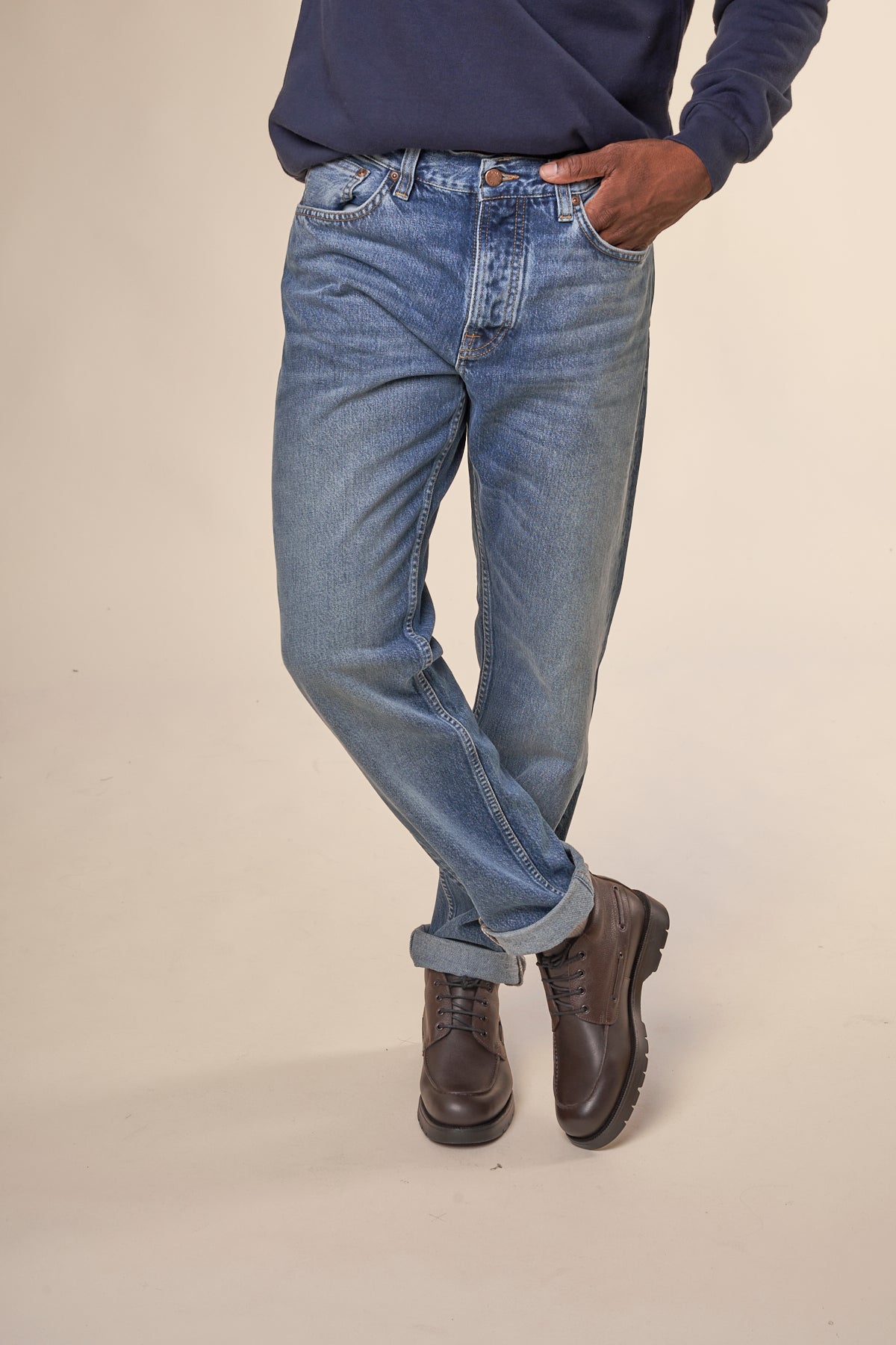 Jean fuselé en coton bio | bleu délavé "steady eddie ii blue tornado"