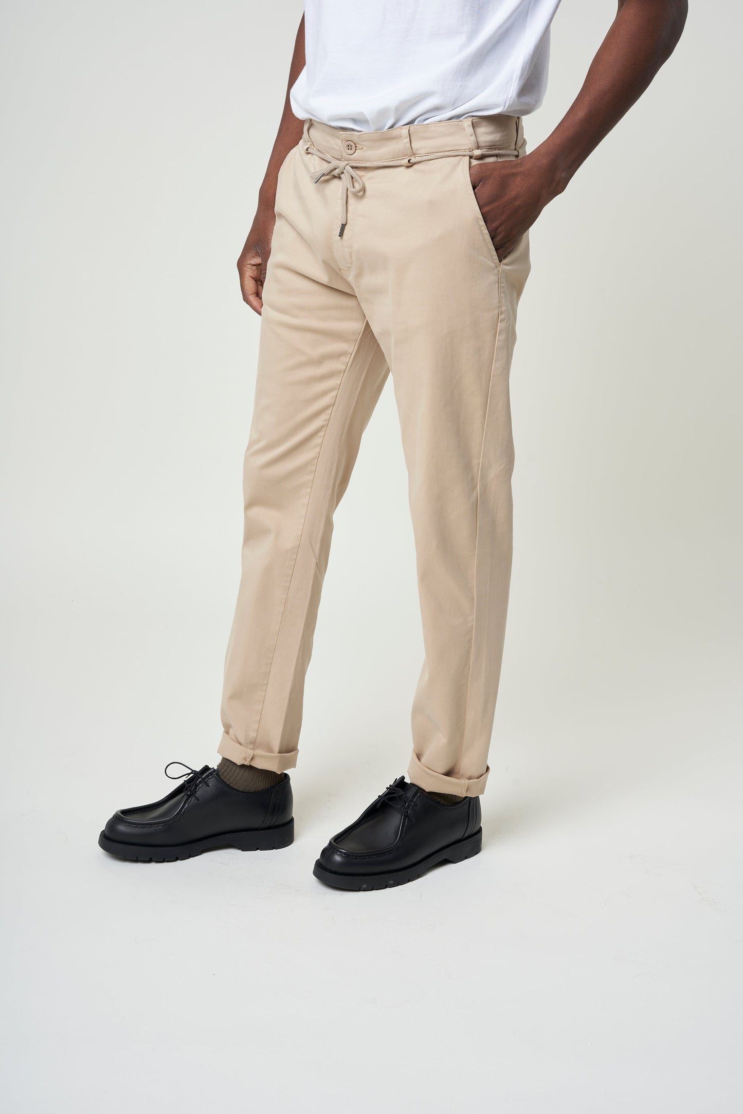 Pantalon droit beige en coton bio - sand tiago pant