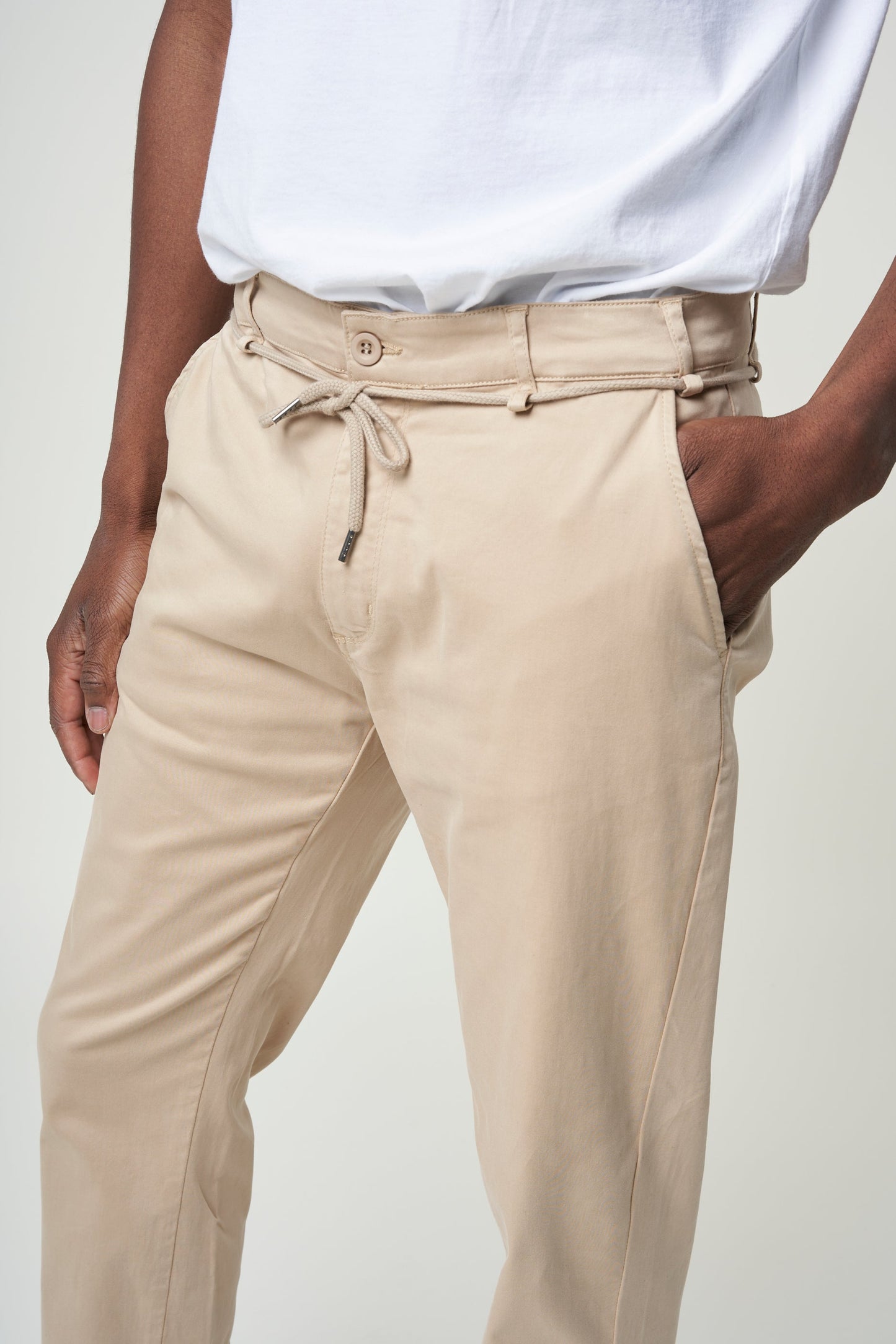 Pantalon droit beige en coton bio - sand tiago pant