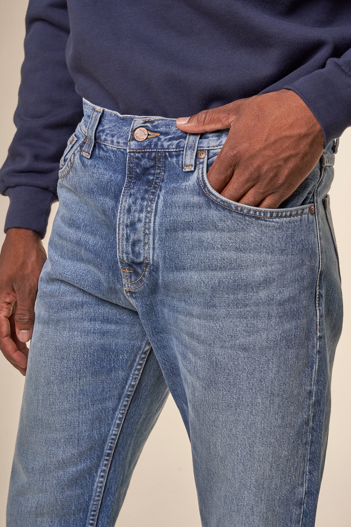 Jean fuselé en coton bio | bleu délavé "steady eddie ii blue tornado"