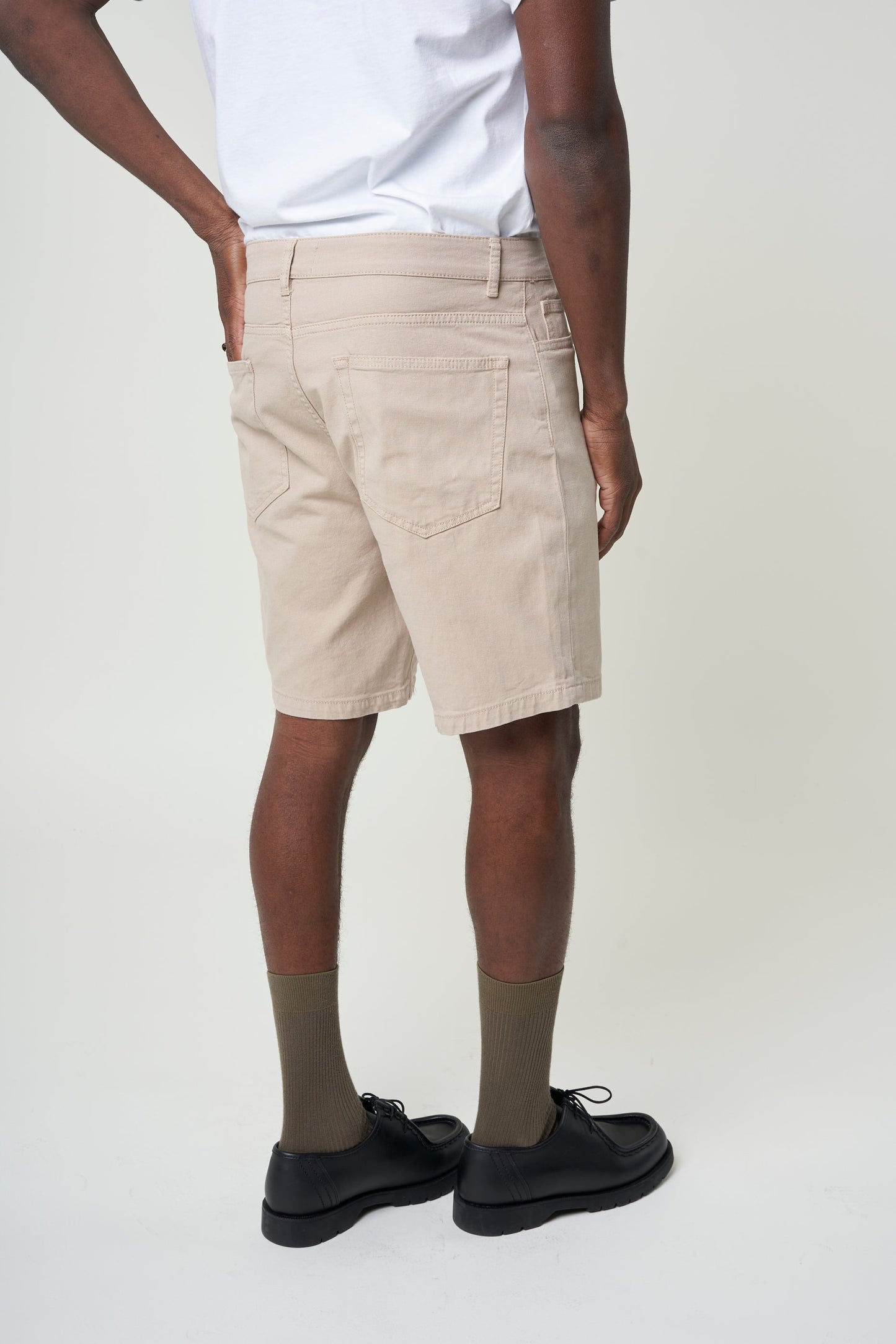 Short beige en canvas de coton bio - loose canvas twill shorts light feather gray