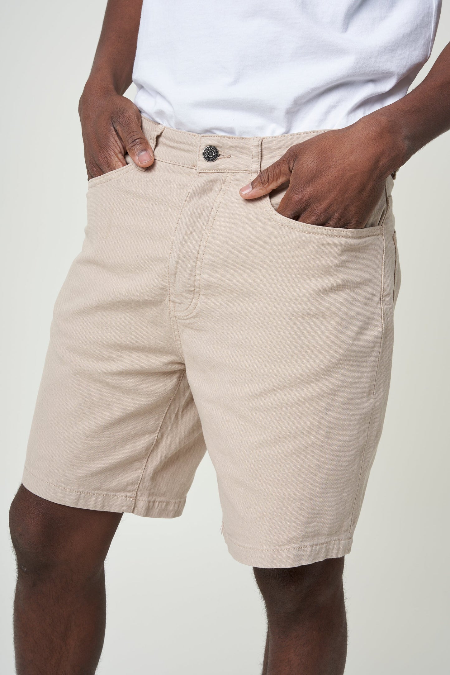Short beige en canvas de coton bio - loose canvas twill shorts light feather gray