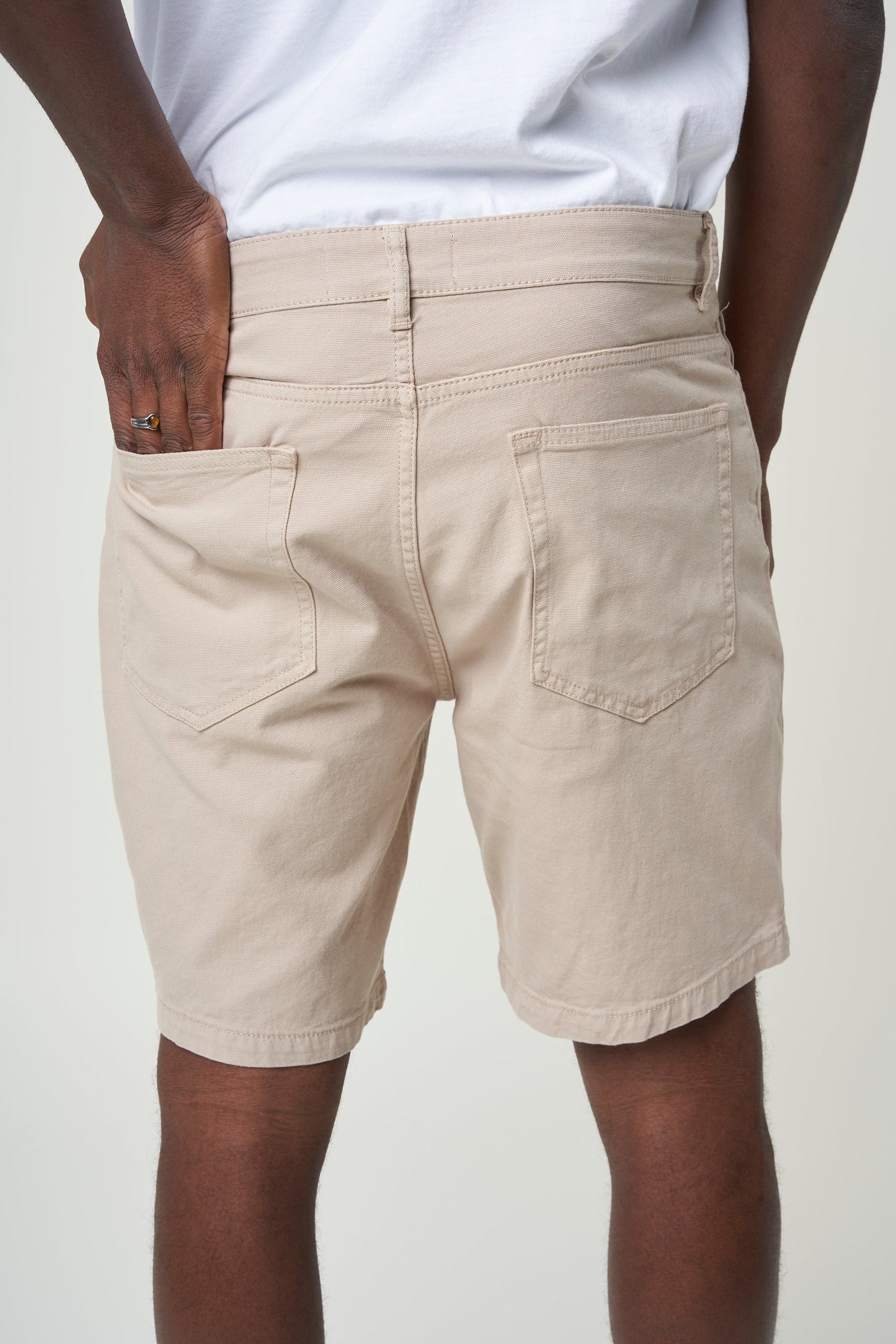 Short beige en canvas de coton bio - loose canvas twill shorts light feather gray