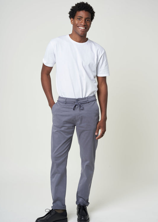 Pantalon droit bleu en coton bio - storm tiago pant