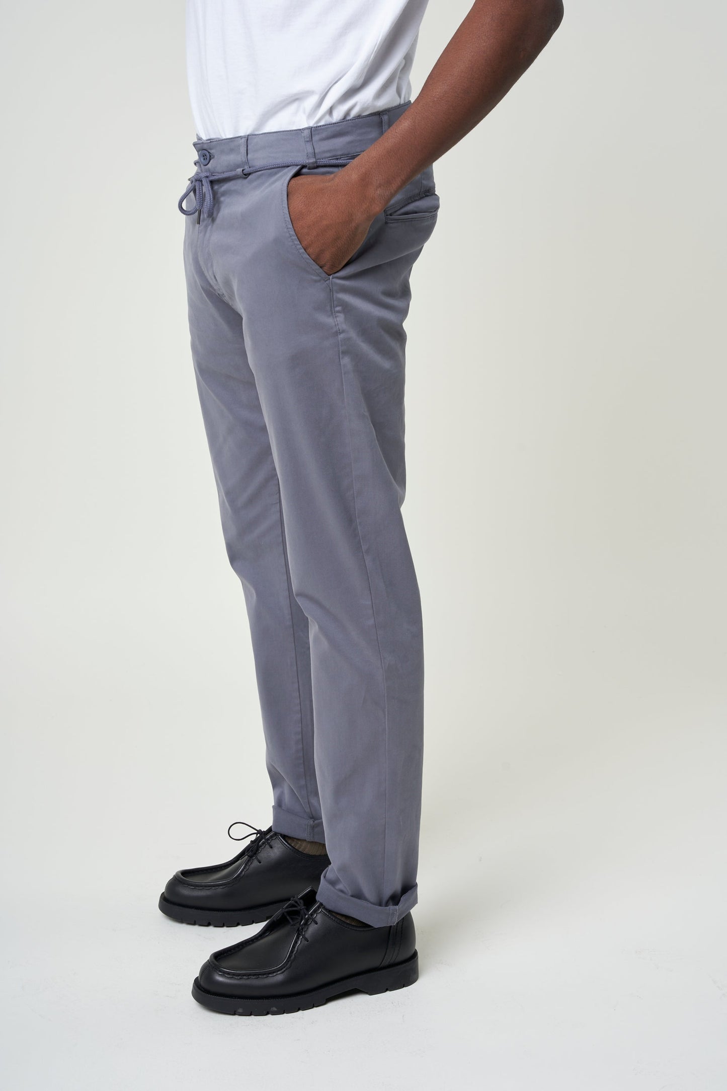 Pantalon droit bleu en coton bio - storm tiago pant