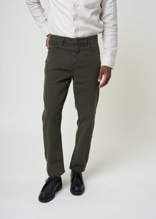 Pantalon vert forêt en sergé de coton bio - tim canvas relaxed fit forrest night