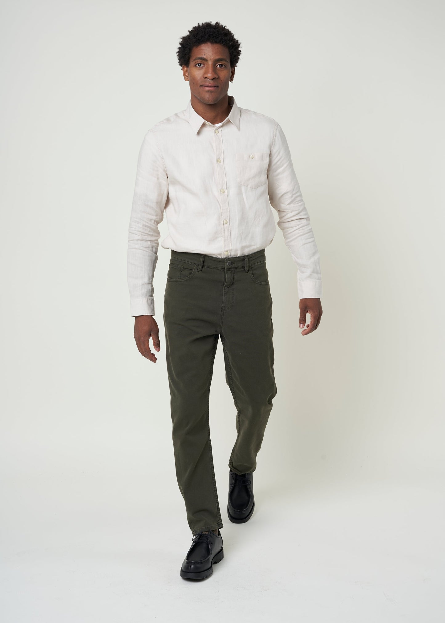Pantalon vert forêt en sergé de coton bio - tim canvas relaxed fit forrest night