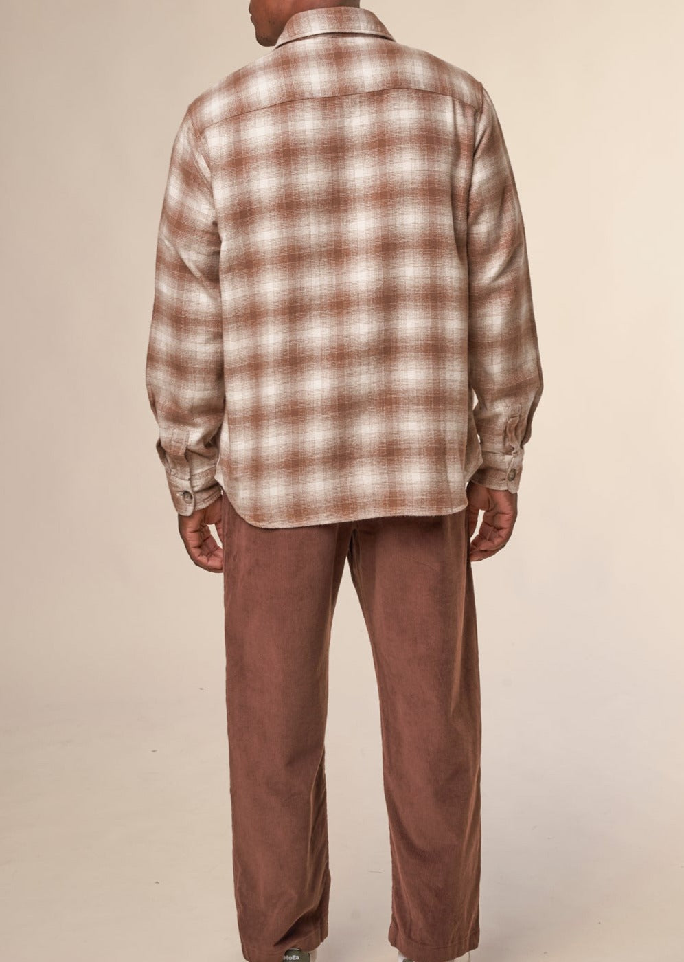 Chemise à carreaux en coton bio | Beige "loose fit checkered flannel shirt beige check"